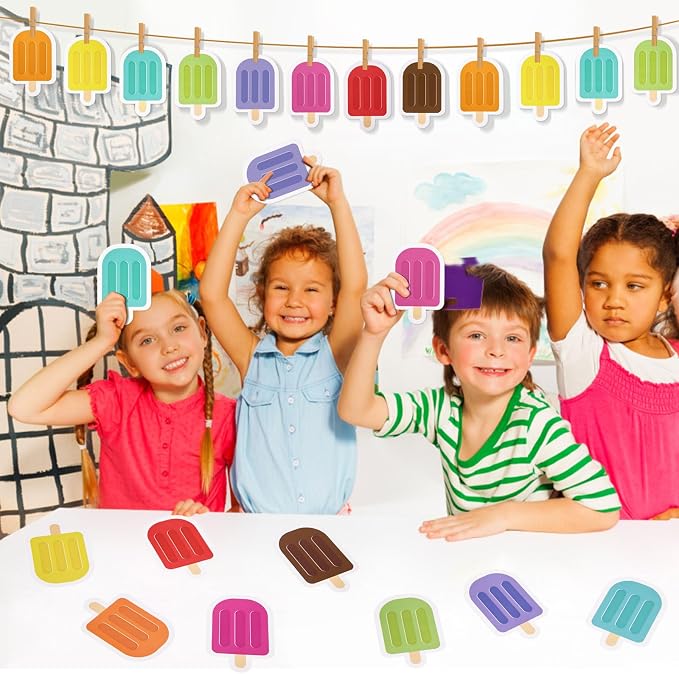 MixTeach 48 Pieces Ice Cream Cutouts Ice Pops Paper Cutouts Summer Bulletin - Image 7
