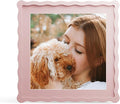 12x12 Picture Frame with Mat for 10x10, Wavy Edge Wooden Real Glass Photo Frame by THKRLOF