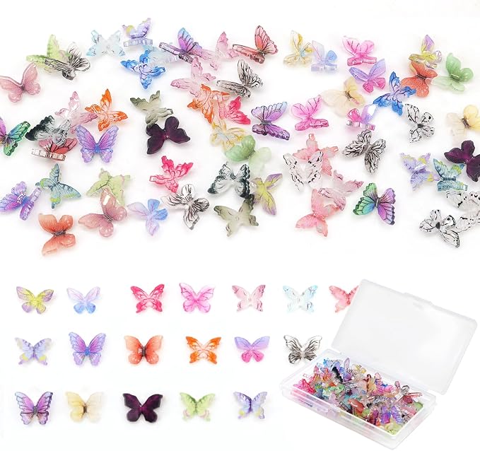 90Pcs Mini Resin Butterflies, Miniature Little Butterfy Decoration, Tiny by QUPIVA