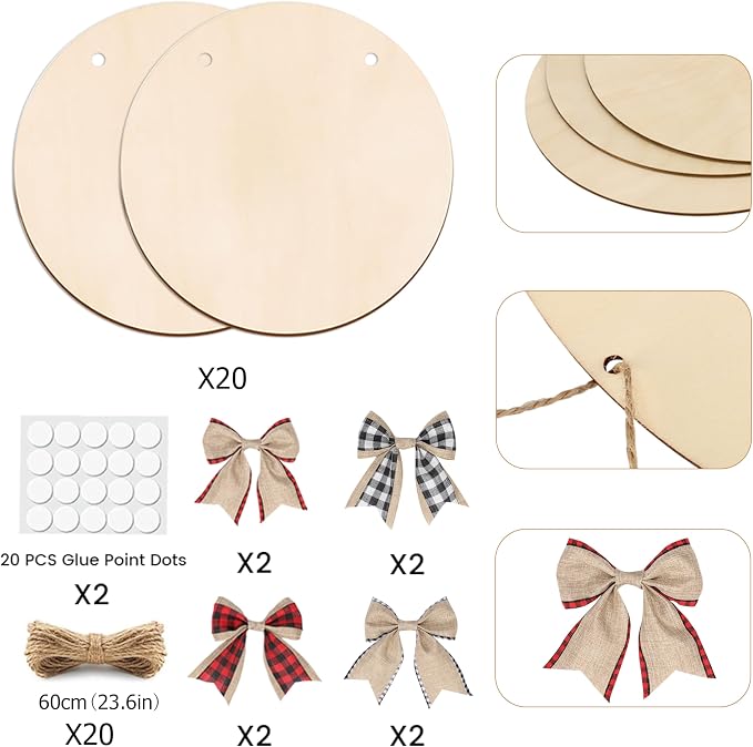 20 Pack Wood Circles for Crafts 12 inch Blank Round Door Signs - Image 6