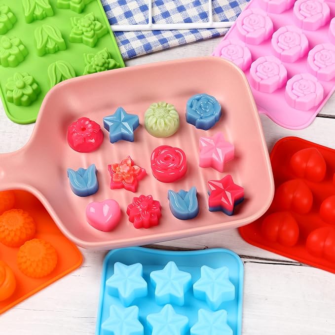 FIRETREESILVERFLOWER Flower Shape Chocolate Candy Molds Set, The stars - Image 6