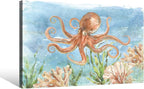 Octopus Canvas Wall Art Ocean Under Sea Life Painting Nautical Marine Life - Image 2
