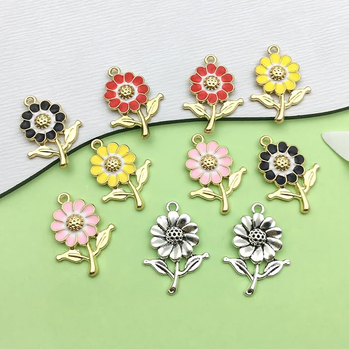 Valentine's Day Heart Charms Set, Decorative Rose and Flower Designs - Image 3