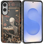 Case for Samsung Galaxy S25 Edge Case, Skeleton Reader Goth Floral Design by Kapadiy