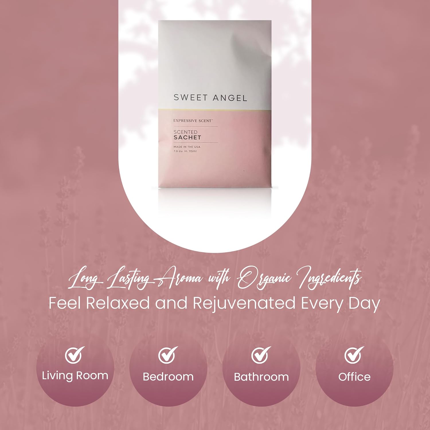 Expressive Scent 6 Pack Sachet (Sweet Angel) Long Lasting Home Fragrance for Drawers Dressers Closets Cars Kitchen