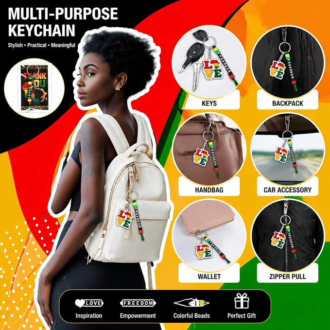 Suncalla 996 Pcs 24 Set Juneteenth Keychain Making Kit DIY 1865 Bead Crafts | - Image 5