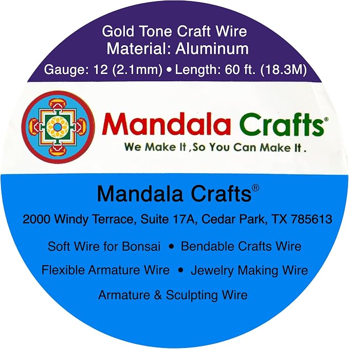 Mandala Crafts 12 Gauge Gold Tone Anodized Aluminum Craft Wire, 60 FT | Colored - Image 3