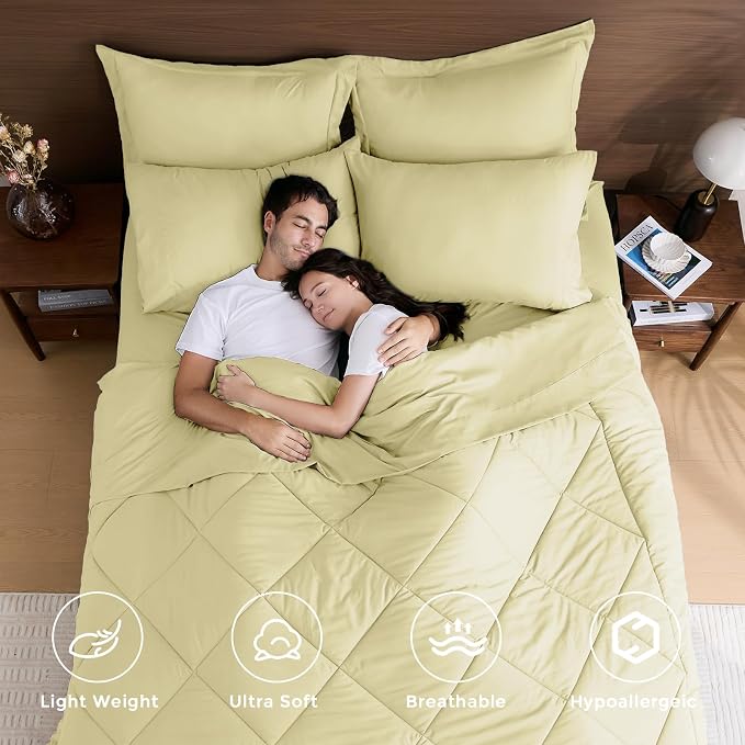 HEVUMYI Cream Yellow Cali-King Comforter Set - Image 2