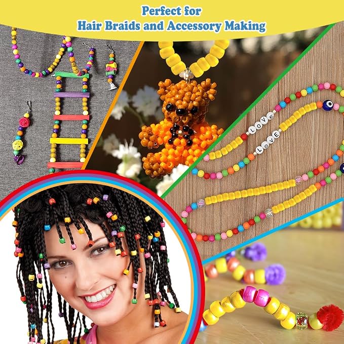 QPIXVB 1100pcs Pony Beads, Friendship Bracelet Beads Kit, Bead - Image 6