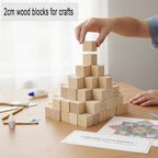 Wood Blocks for Crafts, Unfinished Wood Cubes, 2 cm Natural Wooden Blocks - Image 4