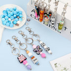 12pcs Blank Beaded Keychain Bars DIY Accessories Metal Beaded Keychain - Image 6