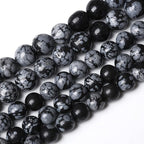Natural Snowflake Obsidian Beads Round Loose Stone Energy Healing Gemstone Beads - Image 2