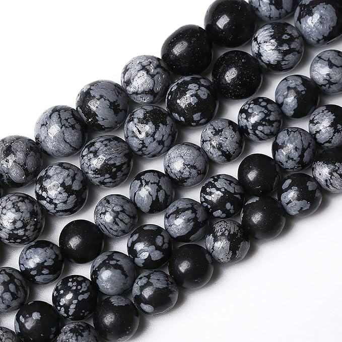 Natural Snowflake Obsidian Beads Round Loose Stone Energy Healing Gemstone Beads - Image 2