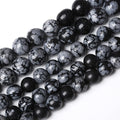 Natural Snowflake Obsidian Beads Round Loose Stone Energy Healing Gemstone Beads by NaturalStoneBeads