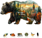Forest Bear Puzzles Adults Gifts Wooden 110 Pieces 11.4 * 6.7in by Jollitot