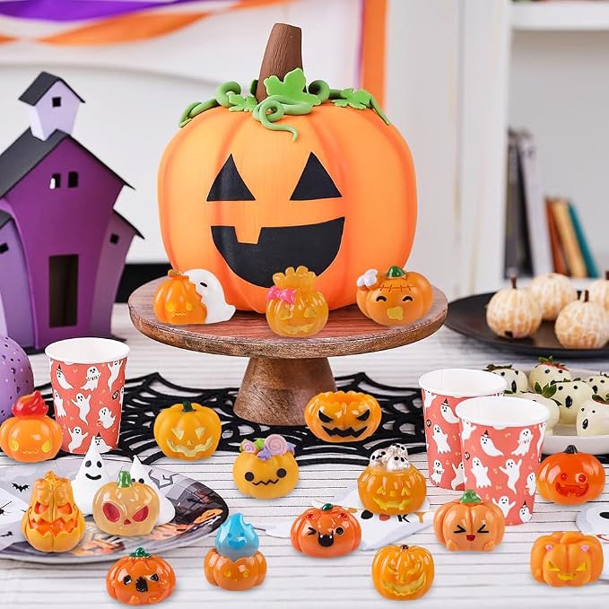 DIYDEC 24pcs Halloween Mini Resin Pumpkins, Tiny Figurines to Hide Toys - Image 5