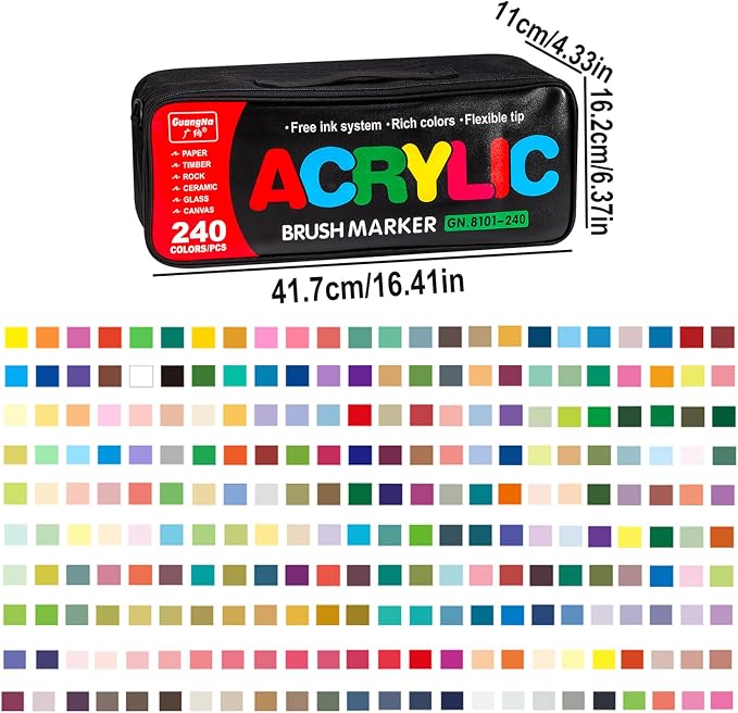 240 Colors Bag Acrylic Paint Markers Set, Soft Flexible Brush Markers - Image 7