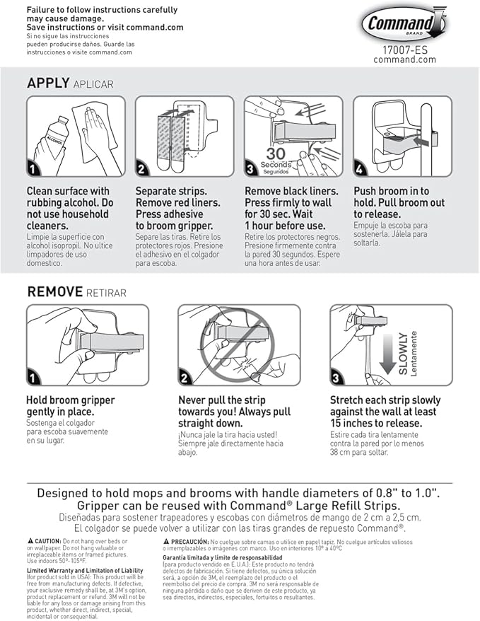 Command Broom Grippers, 3 Hangers and 6 Strips, Damage-Free Mop and Broom - Image 10