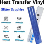guangyintong Glitter Blue Heat Transfer Vinyl HTV Rolls - Image 2