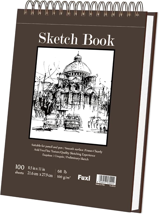Fuxi Sketchbook 8.5x11, 100 Sheets Hard Cover Sketch Book 8.5" x 11", 68 - Image 9