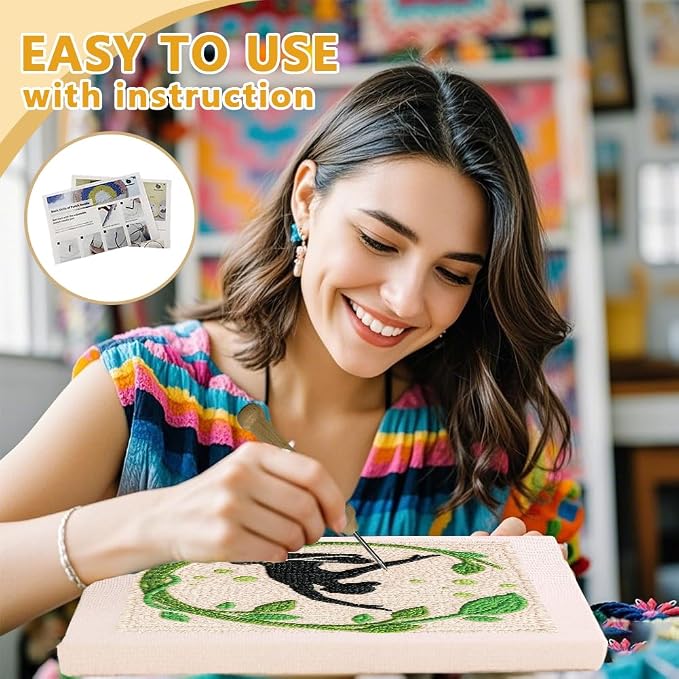 DOODLREAM Zen Yoga DIY Punch Needle Embroidery Kit - Image 3