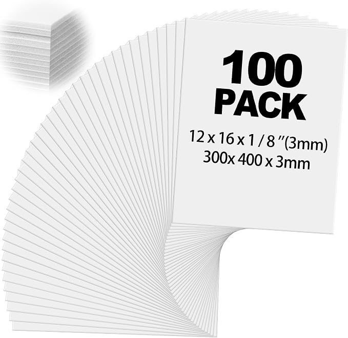 Frienda 100 Pack White Foam Board Foam Poster Boards 12 x 16 Inch Inch by Frienda