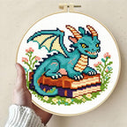 Zhenqing Cute Dragon on Books Stamped Cross Stitch Kit - Image 5