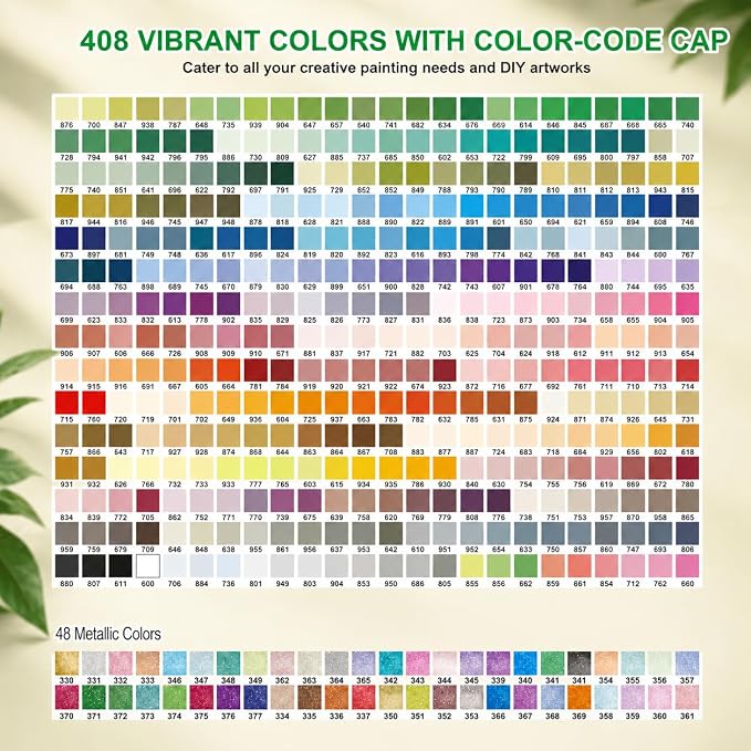 408 Acrylic Paint Markers with Storage Box, Soft Brush Tip Acrylic Paint Pens + - Image 3