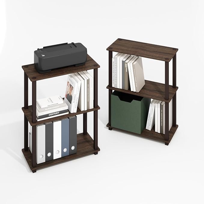 Furinno Turn-S-Tube Storage Shelves Set of 2, 3-Tier Book Shelf, Corner Shelf - Image 4
