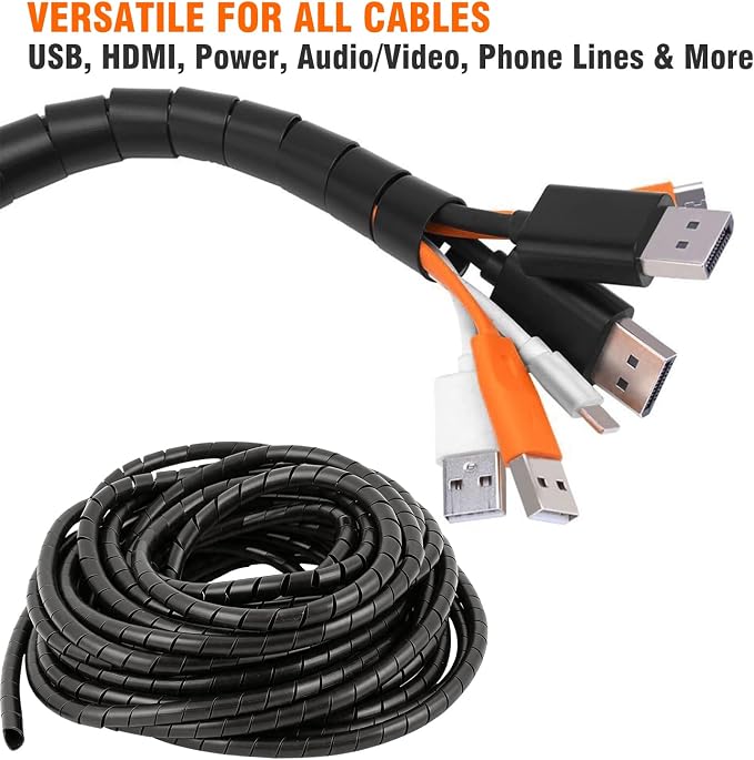 45 Ft Spiral Cable Wrap – 1/4 inch Diameter, PE Wire Organizer - Image 6