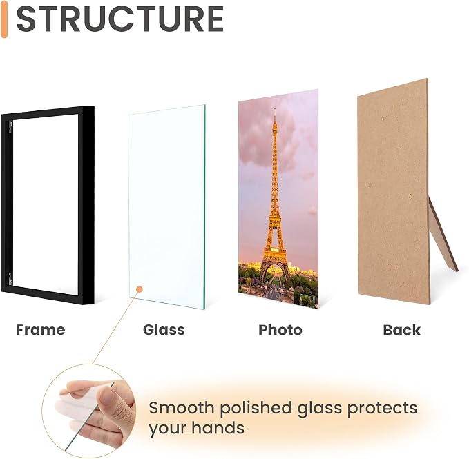 upsimples 8x10 Picture Frame Set of 3, Made of High Definition Glass - Image 3