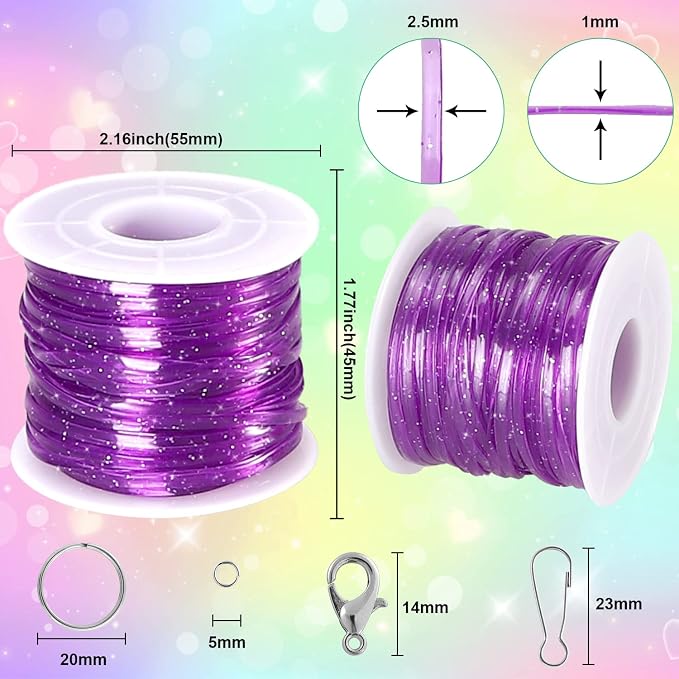 KAMJUNTAR Craft Kit, 15 Rolls Glitter & Laser Lanyard String - Image 6