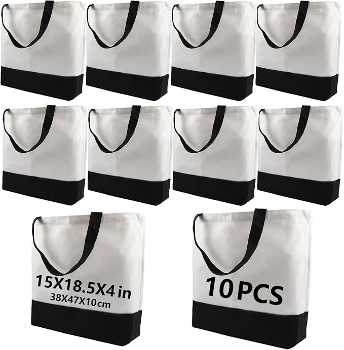 OKBA 10 pcs Sublimation Tote Bags, polyester tote bags by OKBA