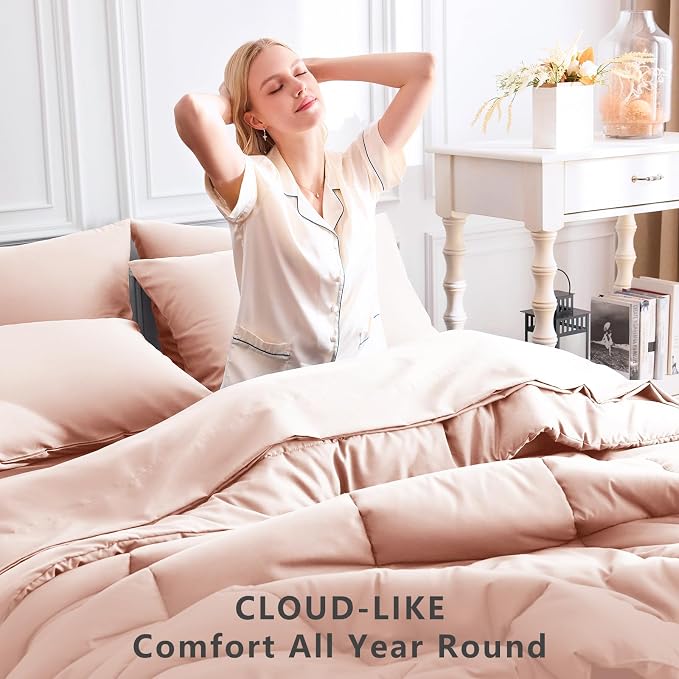 CozyLux Twin XL Comforter Set Blush Pink, 5 Pieces Twin Extra Long Bed in a Bag - Image 4