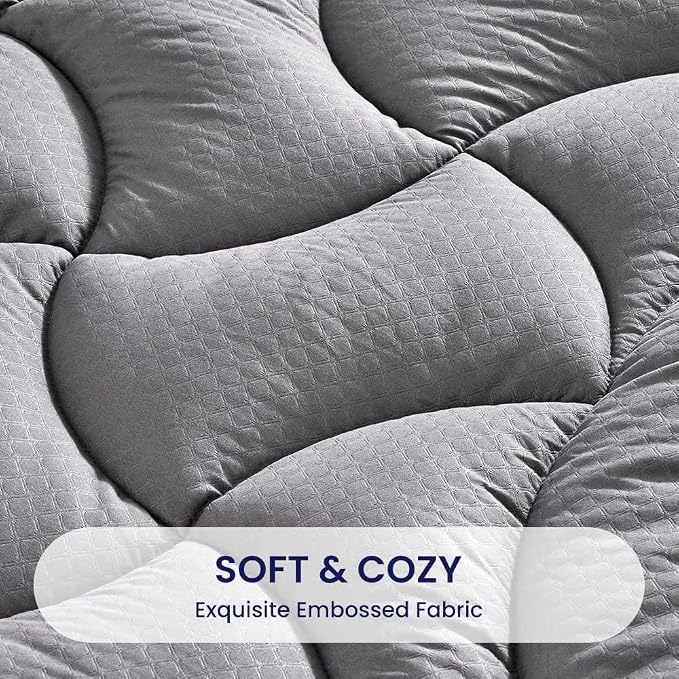 SLEEP ZONE Waterproof Queen Mattress Pad, Soft Mattress Topper, Fitted Mattress - Image 3