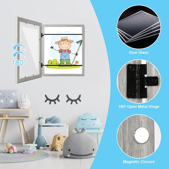 Kids Art Frames, 10x12.5 Front Opening Kids Artwork Frames Changeable, Holds 50 - Image 7