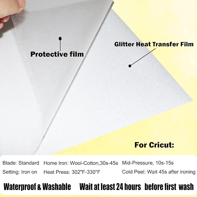 Glitter White Heat Transfer Vinyl White HTV Vinyl Rolls 12 inch x 5 feet Iron - Image 6