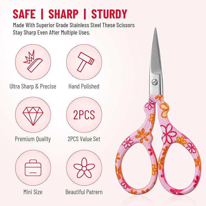 2PCS Sewing Embroidery Scissors, 3.6 Inches Sharp Stainless Steel Crochet - Image 3