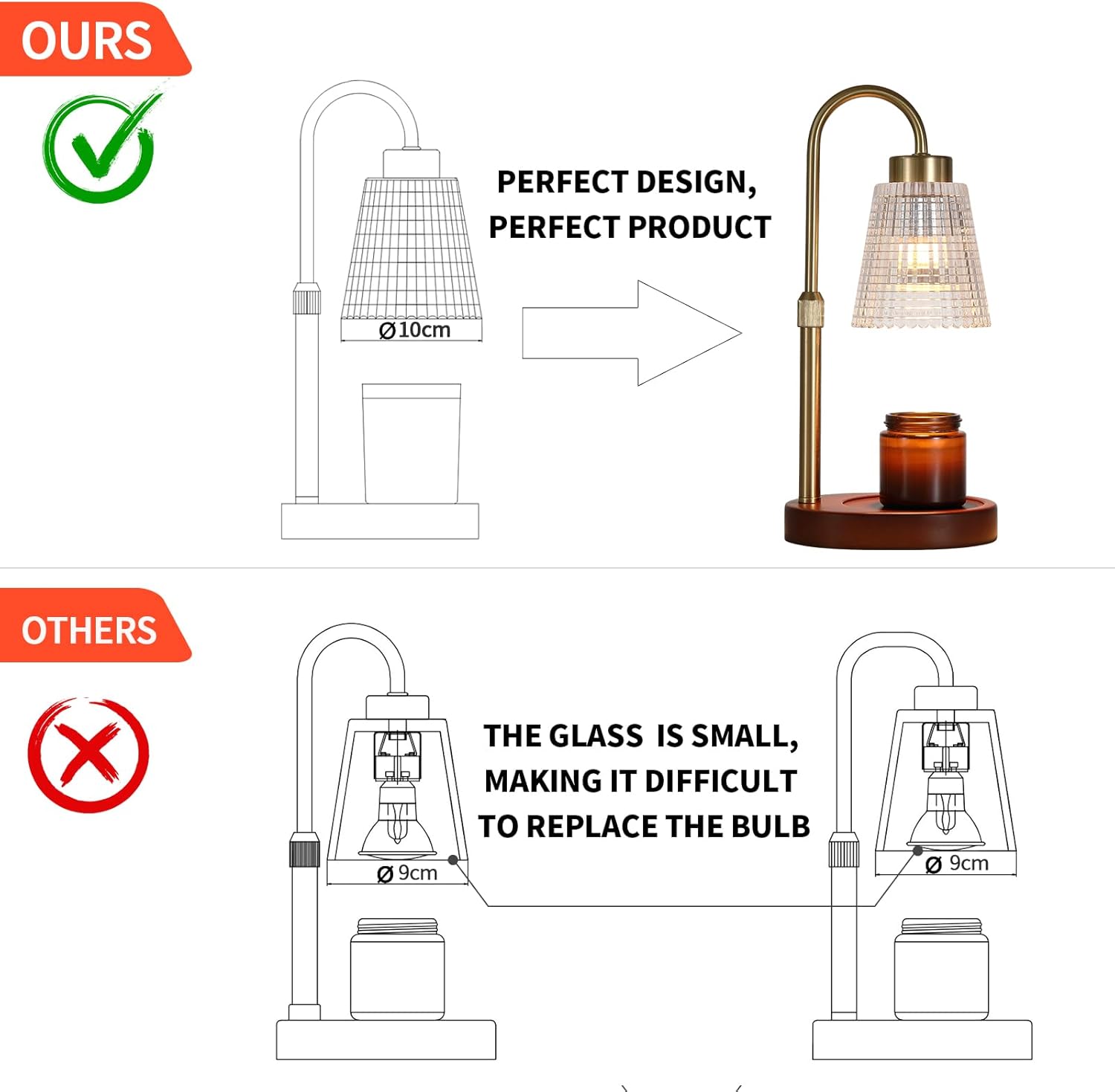 Antique Brass Candle Warmer Lamp WithTimer and Dimmer,Fragrance Electric Wax Melt Warmer with 2 Bulbs,Scented Jar Lamp,Mother's Day/Birthday/Christmas Gifts for Mom/Wife,Home Decor,Adjustable Height