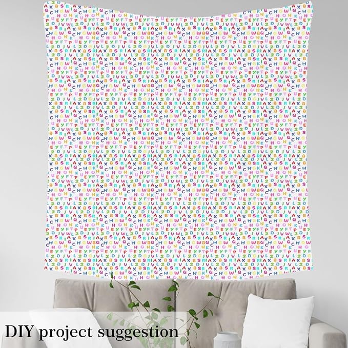 Cartoon Letter Graffiti Fabric by The Yard, Toddler Child Alphabet DIY Art - Image 4