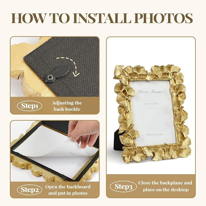 Cuspin 4x6 Gold Picture Frames Vintage Gold Frame, Ornate Leaf Textured - Image 7