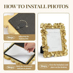 Cuspin 4x6 Gold Picture Frames Vintage Gold Frame, Ornate Leaf Textured - Image 7