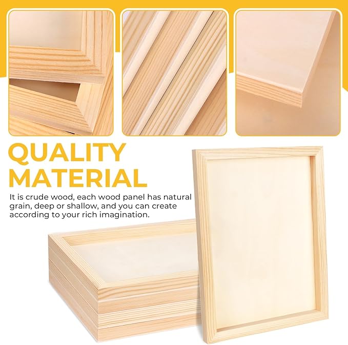 FSWCCK 5 Pack 9 x 12 inch Wood Panel Boards, Unfinished Wood Canvas Panels - Image 3