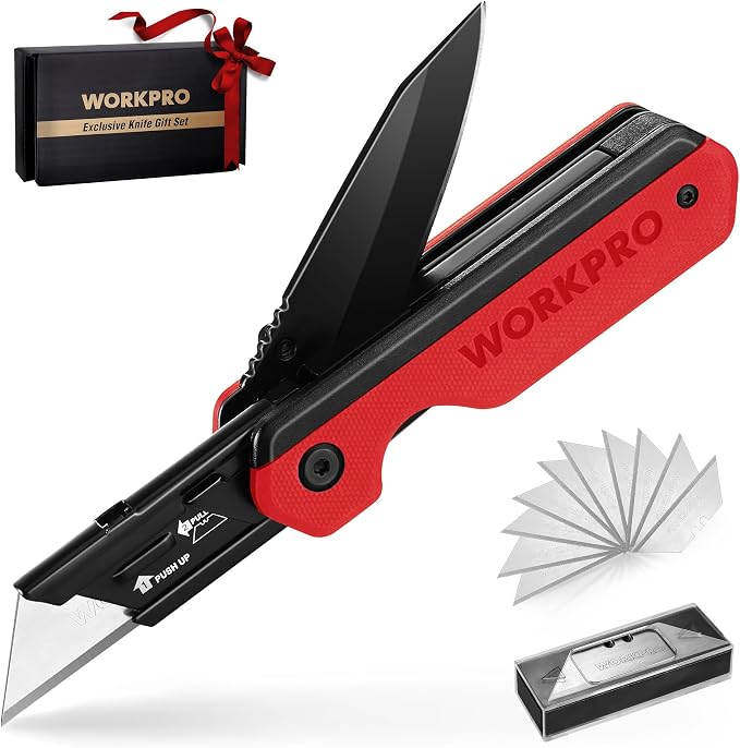 WORKPRO 2-in-1 Folding Knife/Utility Knife, Quick-Change Box Cutter by WORKPRO