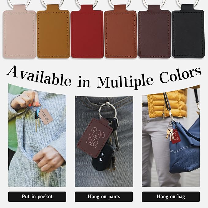 30 Pcs Leather Key Fob Kit, Rectangular Laser Engraving Blanks - Image 6