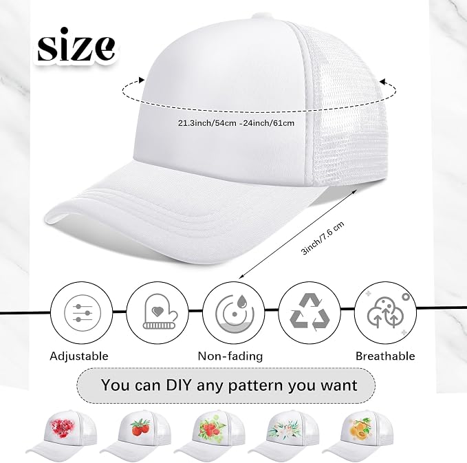 Vabean 24 Pack Sublimation Blank Cap Trucker Mesh Cap Unisex Plain Blank - Image 3