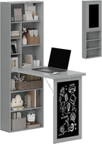 HOMCOM Foldable Convertible Writing Table Computer Desk, Charcoal Gray | Wall by HOMCOM