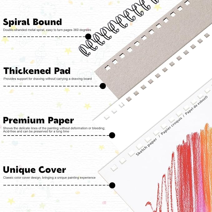 12 Pack Sketch Books, 9 x 12 Inch Sketchbook, 68lb/100gsm Spiral Bound Sketch - Image 3