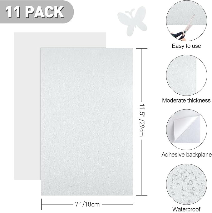NACHLYNN 11Pcs Self Adhesive Felt Fabric Sheets 7"x11.5" /18x29cm Sticky Back - Image 2