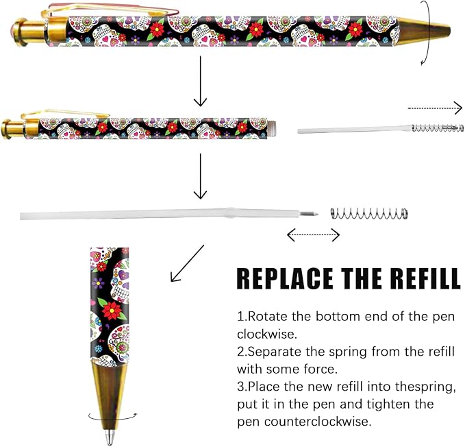Ballpoint Pen 3Pcs Click Black Ink Metal Retractable 1.0 mm Medium Ballpoint - Image 4